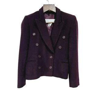 Escada wine double breasted wool cashmere cropped jacket 34